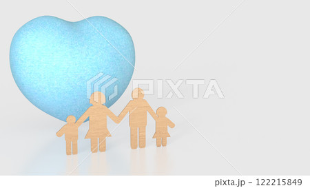 The Blue Heart and family wood plate image 3d Rendering The Blue Heart and family wood plate image 3d Rendering 122215849