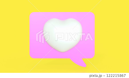 Heart on Balloon text on yellow Background 3d Rendering. 122215867