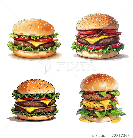 ハンバーガーのイラスト 122217868