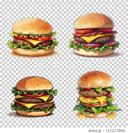 ハンバーガーのイラスト 122217868