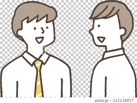 友達同士で会話する男子学生単色 友達同士で会話する男子学生単色 122218057
