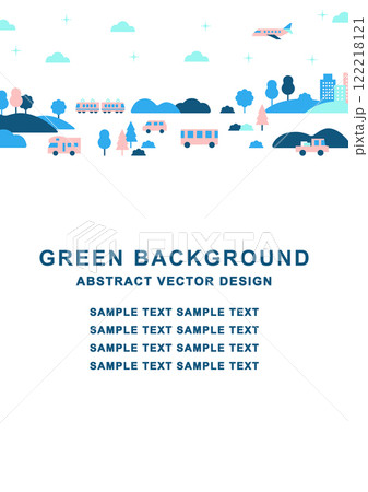 抽象的な交通風景イラスト | フラットでシンプルなデザイン カラフル 122218121