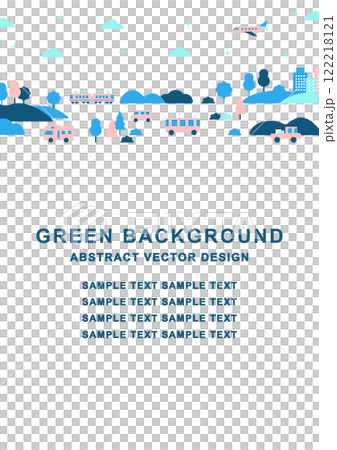 抽象的な交通風景イラスト | フラットでシンプルなデザイン カラフル 122218121