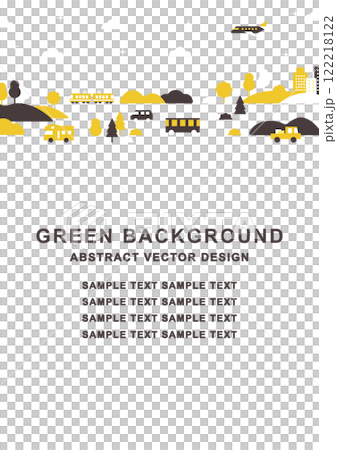 抽象的な交通風景イラスト | フラットデザイン 黄色 122218122