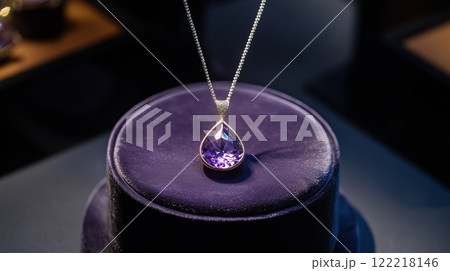 アメジストの雫型ネックレス 122218146