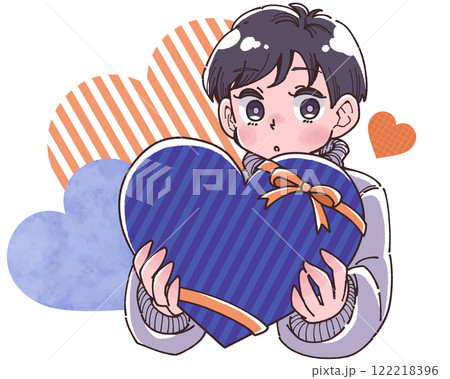 大きなハートを抱えた男の子のイラスト 122218396