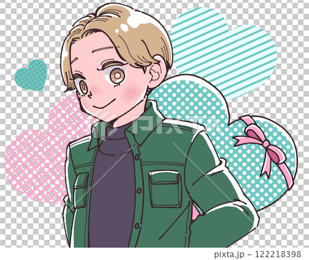 Illustration of a boy holding a big heart 122218398