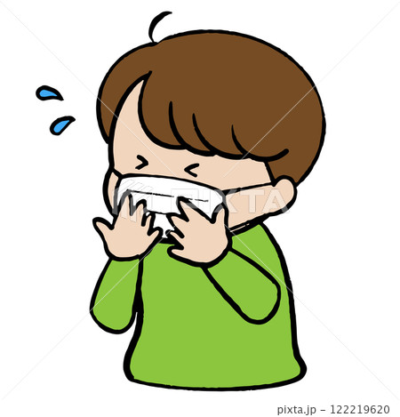 咳をするマスクをした子供のイラスト素材 咳をするマスクをした子供のイラスト素材 122219620