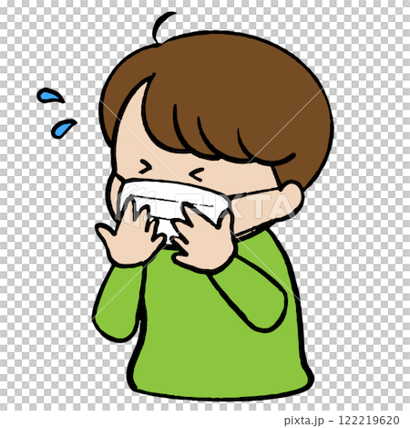 戴著咳嗽口罩的孩子插畫素材 戴著咳嗽口罩的孩子插畫素材 122219620