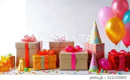 《AI画像》山積みのプレゼント パーティーイメージ 《AI画像》山積みのプレゼント パーティーイメージ 122220003