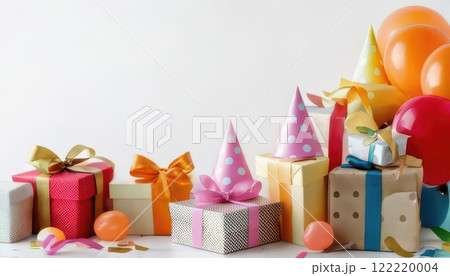 《AI画像》山積みのプレゼント パーティーイメージ 《AI画像》山積みのプレゼント パーティーイメージ 122220004