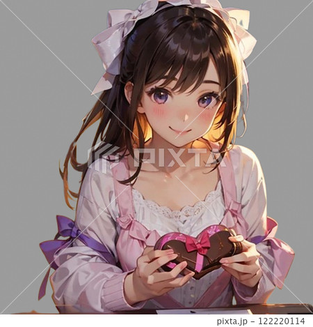 バレンタインチョコを渡す女の子のイラスト素材 [122220114] - PIXTA