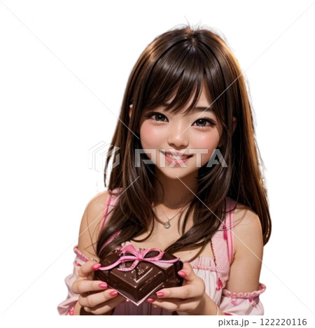 バレンタインチョコを渡す女の子 122220116