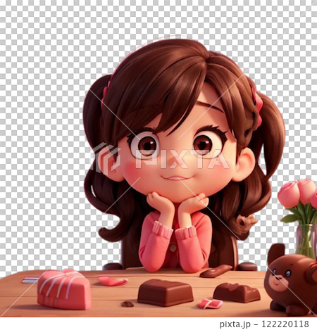 Girl giving Valentine's chocolate 122220118