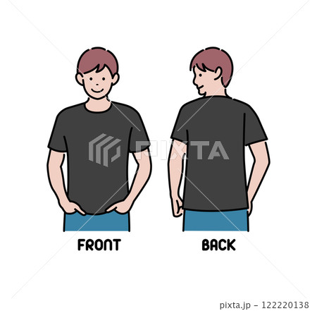 Tシャツデザインテンプレート用人物イラスト (黒 / 男性) Tシャツデザインテンプレート用人物イラスト (黒 / 男性) 122220138