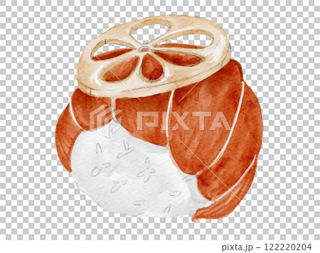 時尚的手鞠壽司壽司以水彩手繪風格繪製的壽司金槍魚插圖材料。 122220204