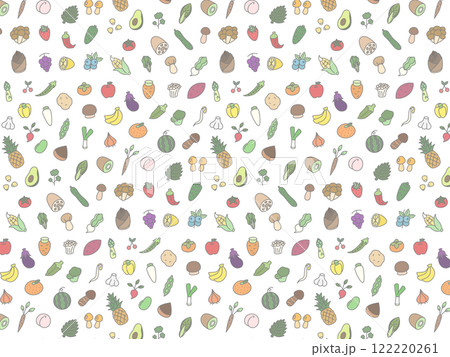 野菜果物キノコの壁紙イラスト 122220261