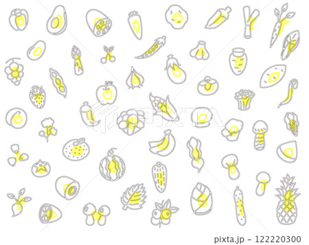 アウトライン野菜果物キノコのアイコンセット 122220300