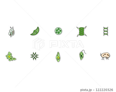 ステッカー微生物のイラストアイコンセット(背景なし) ステッカー微生物のイラストアイコンセット(背景なし) 122220326