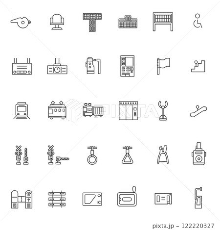 線画駅関連のイラストアイコンセット 線画駅関連のイラストアイコンセット 122220327