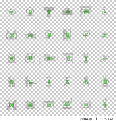 駅関連アイコンセットアウトライン 駅関連アイコンセットアウトライン 122220338