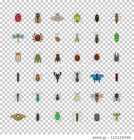 迷你昆蟲貼紙圖示集(無背景) 迷你昆蟲貼紙圖示集(無背景) 122220346