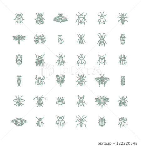 ミニ昆虫アイコンセットカラーシャドウ 122220348