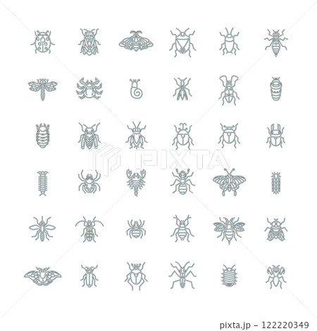 ミニ昆虫アイコンセットカラーシャドウ ミニ昆虫アイコンセットカラーシャドウ 122220349