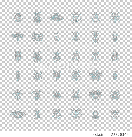 Mini insect icon set color shadow Mini insect icon set color shadow 122220349