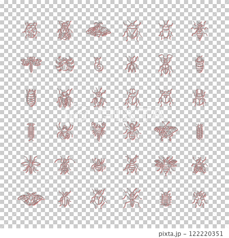 Mini insect icon set color shadow Mini insect icon set color shadow 122220351
