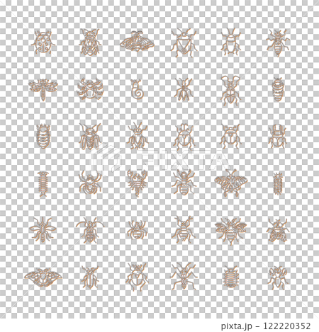 Mini insect icon set color shadow Mini insect icon set color shadow 122220352