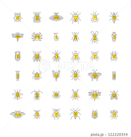 ミニ昆虫アイコンセットアウトライン ミニ昆虫アイコンセットアウトライン 122220354