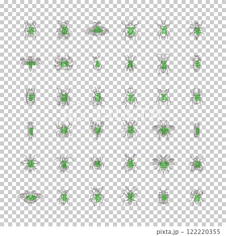 Mini insect icon set outline Mini insect icon set outline 122220355