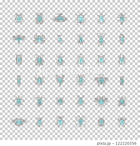 Mini insect icon set outline 122220356