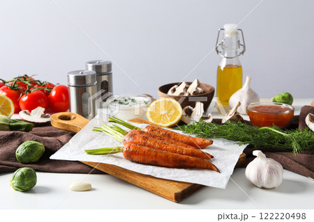 Fried carrot, concept of tasty fried food Fried carrot, concept of tasty fried food 122220498