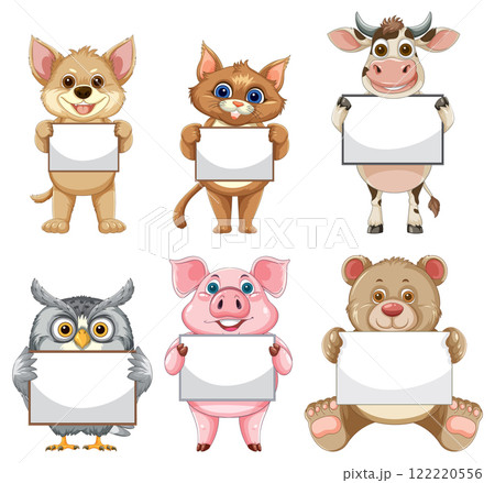 Cute Animals Holding Blank Signs 122220556
