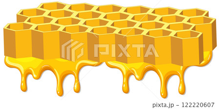 Honeycomb with Dripping Honey Illustration Honeycomb with Dripping Honey Illustration 122220607