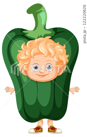 Child Dressed as a Green Bell Pepper 122220626
