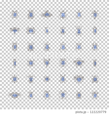 Mini insect icon set outline 122220779