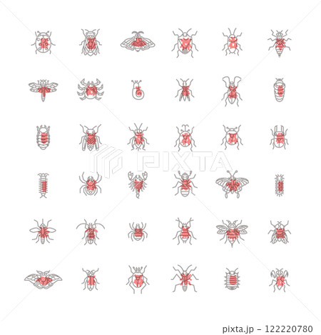 ミニ昆虫アイコンセットアウトライン 122220780