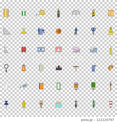 Sticker teaching materials and tools related illustration icon set (no background) Sticker teaching materials and tools related illustration icon set (no background) 122220797