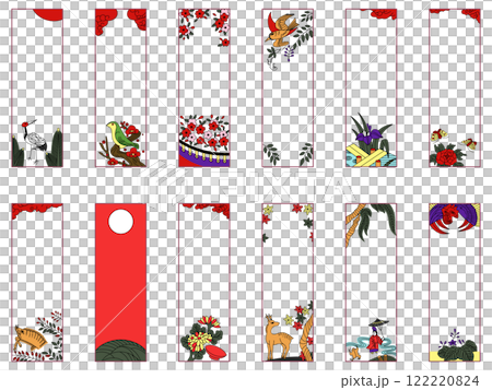 しおり風の花札アイコンセット しおり風の花札アイコンセット 122220824