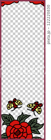 Simple bookmark-style Hanafuda icon Minazuki Peony Butterfly June Peony and butterfly 122220830