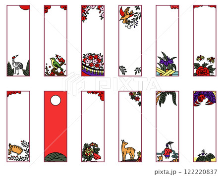 しおり風のシンプル花札アイコセット	 しおり風のシンプル花札アイコセット	 122220837