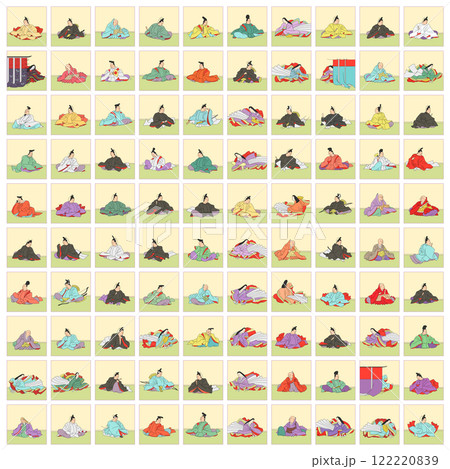 正方形のカラー百人一首アイコンセット 正方形のカラー百人一首アイコンセット 122220839