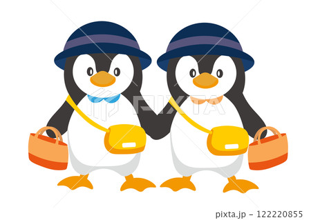手提げかばんを持って幼稚園に行くペンギンのイラスト 手提げかばんを持って幼稚園に行くペンギンのイラスト 122220855