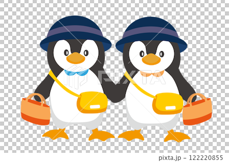 Illustration of a penguin carrying a handbag and going to kindergarten 122220855