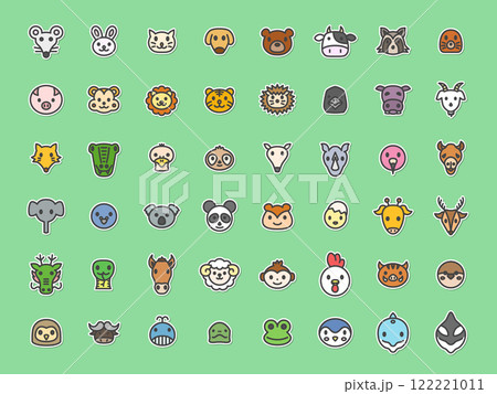 ステッカー風ミニ動物のイラストアイコンセット ステッカー風ミニ動物のイラストアイコンセット 122221011