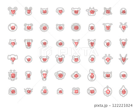 アウトラインミニ動物のイラストアイコンセット アウトラインミニ動物のイラストアイコンセット 122221024