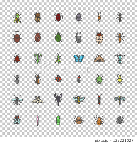彩色迷你昆蟲圖圖示集 122221027